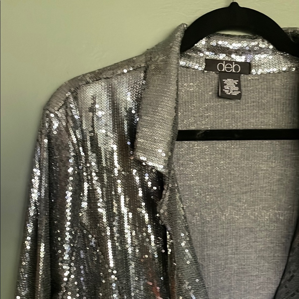 DEB Silver Sequin Blazer Jacket - Picture 3 of 14